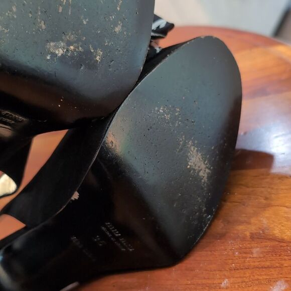 Miu Miu Black Peep Toe Sling Back Silk Bow Heels Sz 36 - Picture 11 of 16